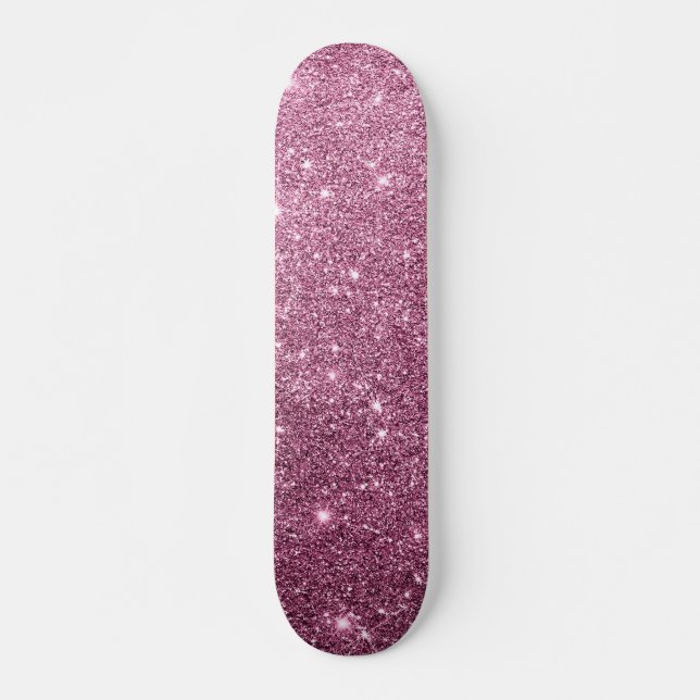 Elegant burgundy pink abstract girly glitter skateboard (Front)