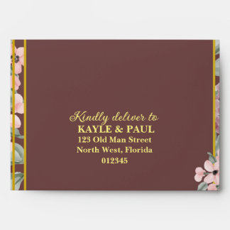 Elegant Burgundy Pink Blush Floral Wedding  Envelope