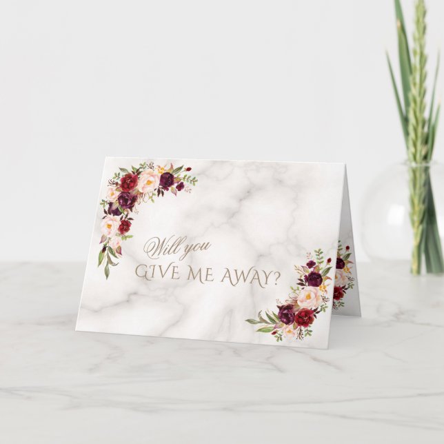 Elegant Burgundy Pink Blush Flowers Wedding Invitation (Front)