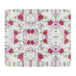 Elegant Burgundy & Pink Lavender Floral Garden Cutting Board