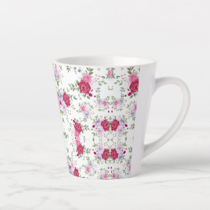 Elegant Burgundy & Pink Lavender Floral Garden Latte Mug