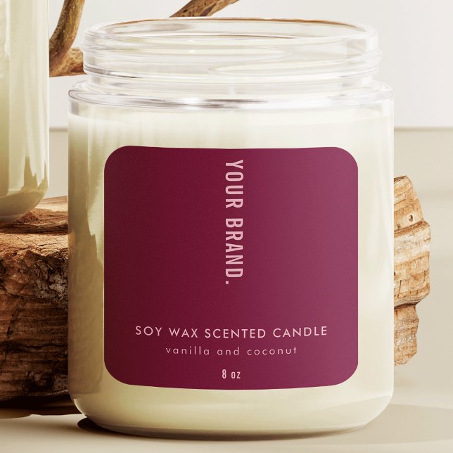 Elegant Burgundy Pink Minimal Jar Packaging Candle Square Sticker (Elegant Burgundy Pink Minimal Jar Packaging Candle Square Sticker)