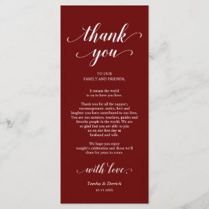 Elegant Burgundy, Place Setting Thank You Card