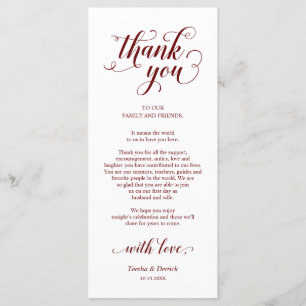 Elegant Burgundy, Place Setting Thank You Card