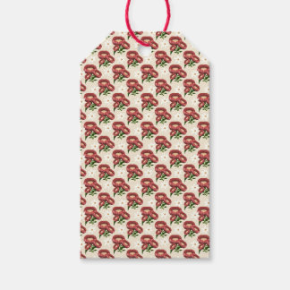 Elegant Burgundy Poppy and White Daisy Floral Patt Gift Tags