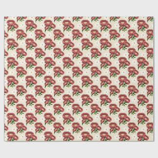 Elegant Burgundy Poppy and White Daisy Floral Patt Wrapping Paper