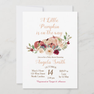 Elegant Burgundy Pumpkin Baby Shower Invitation