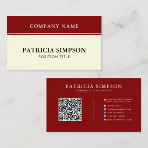 Elegant Burgundy Red and Beige Cream QR Code Links Business Card
