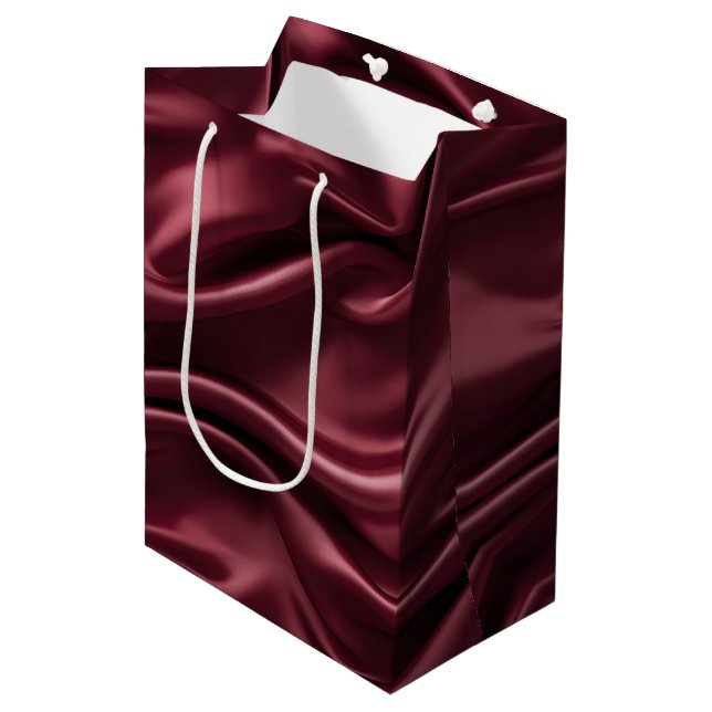 Elegant Burgundy Red Christmas Medium Gift Bag (Front Angled)