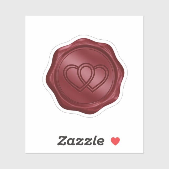 Elegant Burgundy Red Faux Wax Seal Heart Envelope  (Sheet)