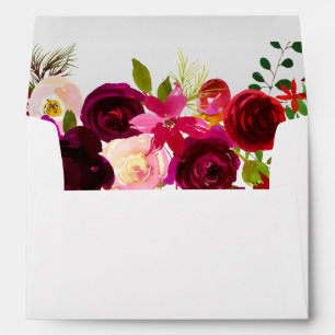 Elegant Burgundy Red Flowers Invitation Envelope