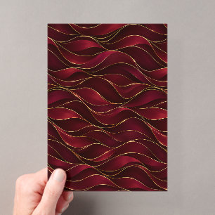 Elegant Burgundy Red Marble Waves with Gold Accent Acrylic Invitations
