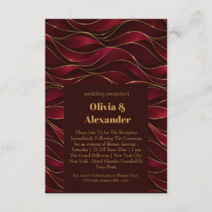 Elegant Burgundy Red Marble Waves with Gold Accent Enclosure Card