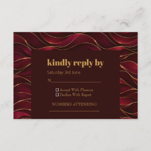 Elegant Burgundy Red Marble Waves with Gold Accent Enclosure Card