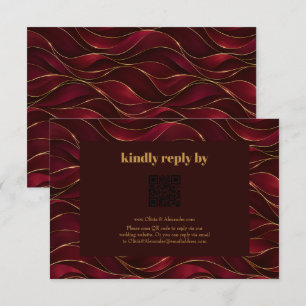 Elegant Burgundy Red Marble Waves with Gold Accent Enclosure Card