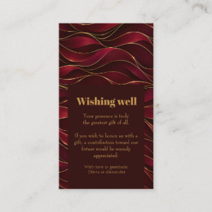 Elegant Burgundy Red Marble Waves with Gold Accent Enclosure Card