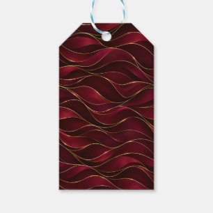 Elegant Burgundy Red Marble Waves with Gold Accent Gift Tags