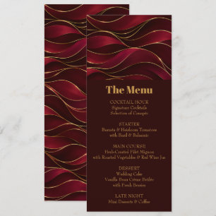 Elegant Burgundy Red Marble Waves with Gold Accent Invitation