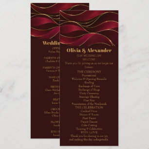 Elegant Burgundy Red Marble Waves with Gold Accent Invitation