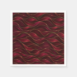 Elegant Burgundy Red Marble Waves with Gold Accent Napkin