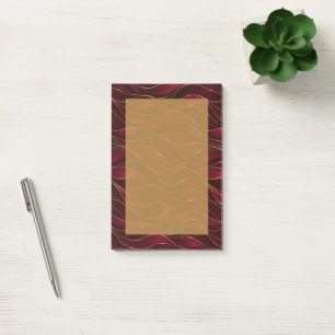 Elegant Burgundy Red Marble Waves with Gold Accent Post-it Notes