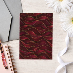 Elegant Burgundy Red Marble Waves with Gold Accent Vellum Invitations