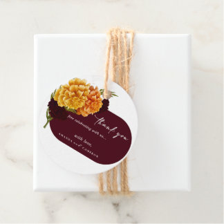 Elegant Burgundy Red "MARIGOLD" Wedding Thank You Favour Tags