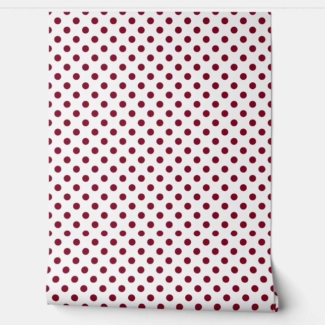 Elegant Burgundy Red Polka Dots Wallpaper (Unrolling)