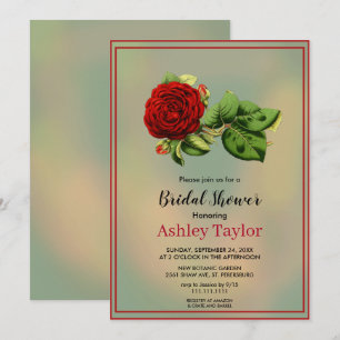 Elegant burgundy red rose floral Bridal Shower Invitation