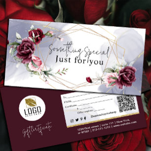 Elegant Burgundy Red Roses Watercolor Gift Card