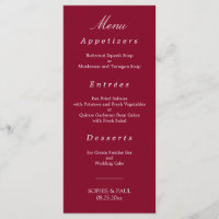 Elegant Burgundy Red Wedding Menu