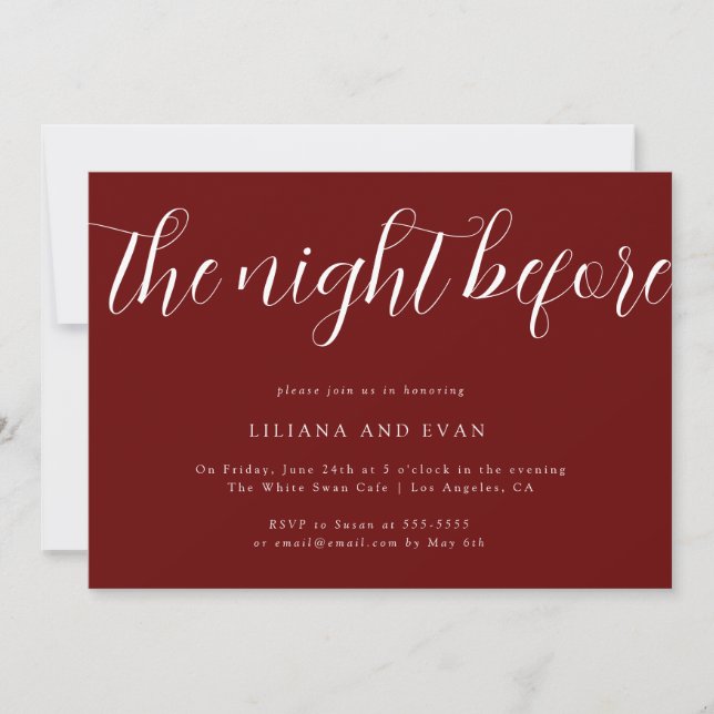 Elegant Burgundy Rehearsal Dinner Invitation (Front)