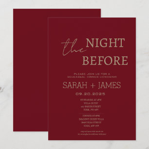 Elegant Burgundy Rehearsal Dinner Wedding Invitation