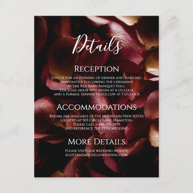 Elegant Burgundy Romantic Rose Enclosure Card (Front)