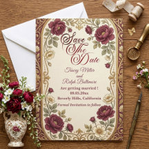 Elegant Burgundy Rose Antique Jewel Tones Wedding