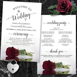 Elegant Burgundy Rose Budget Wedding Program