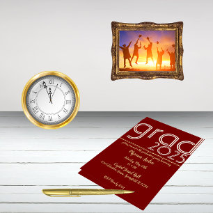 Elegant Burgundy & Rose Gold Graduation Invitation