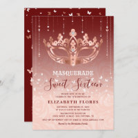 Elegant Burgundy Rose Gold Masquerade Sweet 16