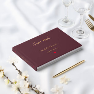 Elegant Burgundy Rose Gold Weddings Anniversary Guest Book