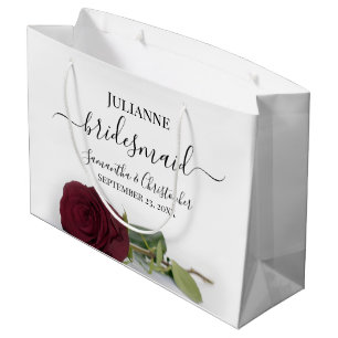 Elegant Burgundy Rose Posh Bridesmaid Wedding Large Gift Bag