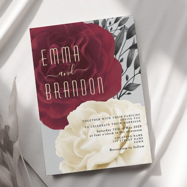 Elegant Burgundy Rose Wedding Invitation (Creator Uploaded)