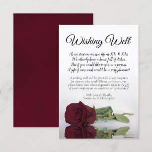 Elegant Burgundy Rose Wedding Wishing Well Poem Enclosure Card