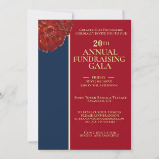 Elegant Burgundy & Royal Blue Charity Event Gala Invitation