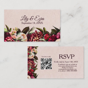Elegant Burgundy RSVP Card QR Code