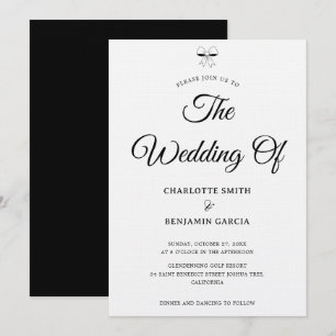Elegant Burgundy Script Cream Ivory Bow Wedding Invitation