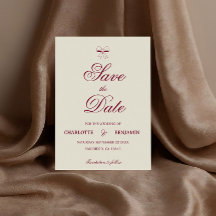 Elegant Burgundy Script Cream Ivory Bow Wedding