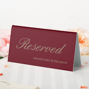 Elegant Burgundy Script Wedding Reserved 