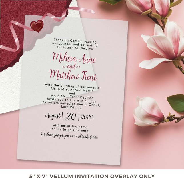 Elegant Burgundy Script Wedding Vellum Invitations (Creator Uploaded)