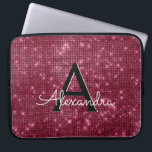 Elegant Burgundy Shimmer and Sparkle Monogram Laptop Sleeve<br><div class="desc">Elegant Burgundy Faux Burgundy Marsala Shimmer Elegant Monogram Case. This case can be customised to include your initial and first name.</div>