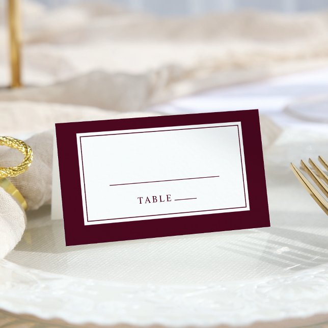 Elegant Burgundy Simple Minimal Border Wedding Place Card (Elegant Burgundy Simple Minimal Border Wedding Place Card by Painted Paperie
)